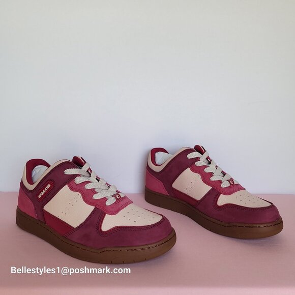 COACH Low Top Leather and Suede Sneakers C201- Pink color- Women’s US Size 9B ⭐ - Picture 6 of 16